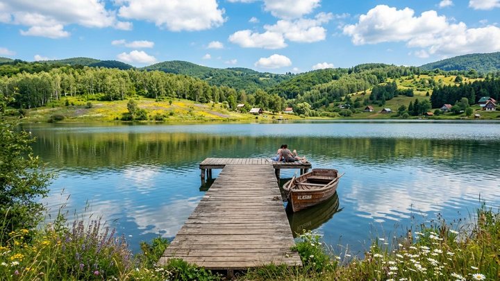 Beli most u Vranju iznad Vranjske reke sa kamenim lukom i orijentalnom arhitekturom u pozadini